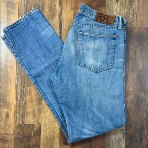 RRL Ralph Lauren Slim Narrow Shuttle Woven Selvedge Denim - Distressed 33x34